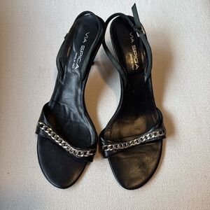 Via Spiga kitten heels with chain detail
